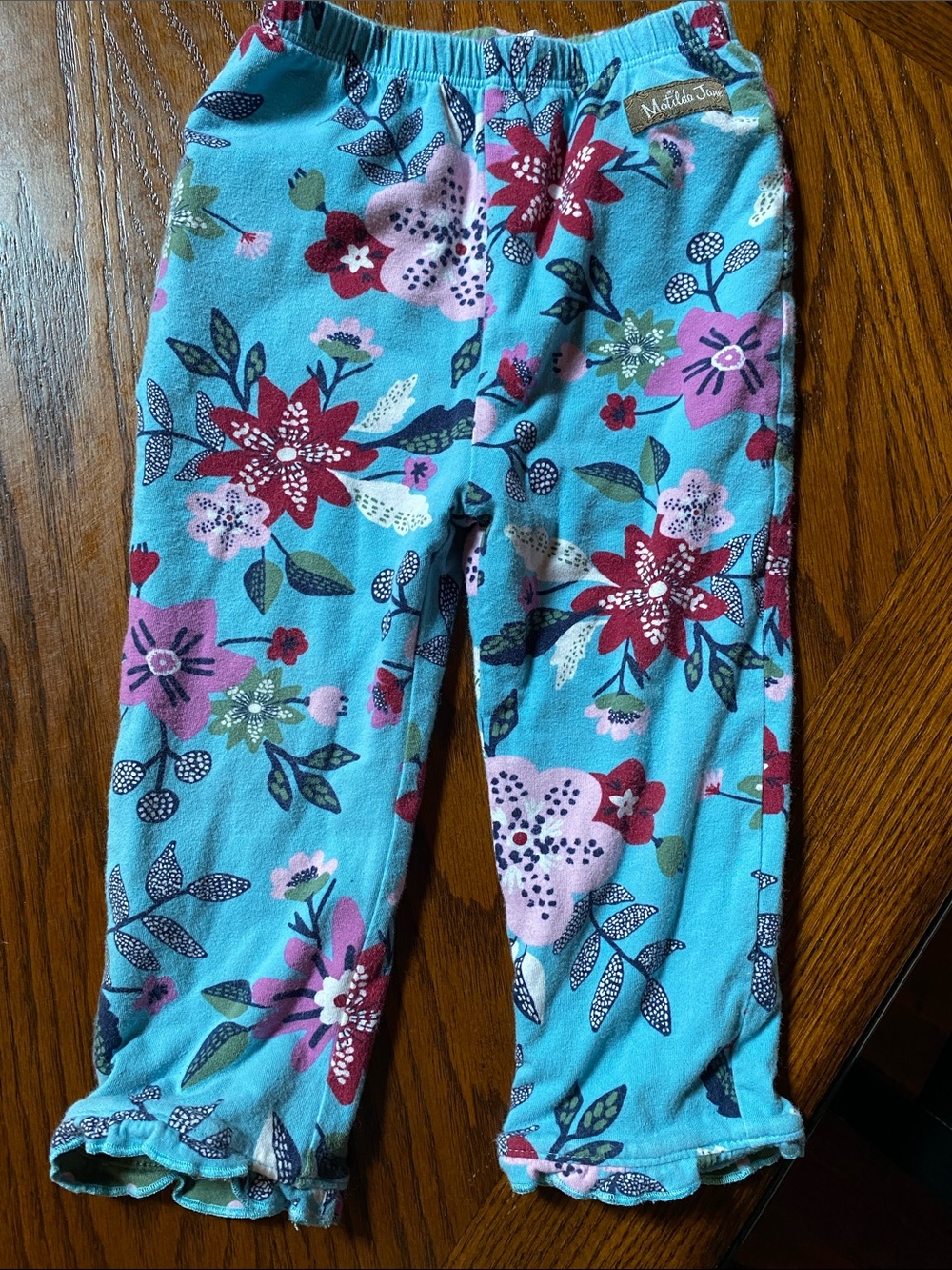 Matilda Jane Turquoise Floral Pajama Bottoms 6-12 Months